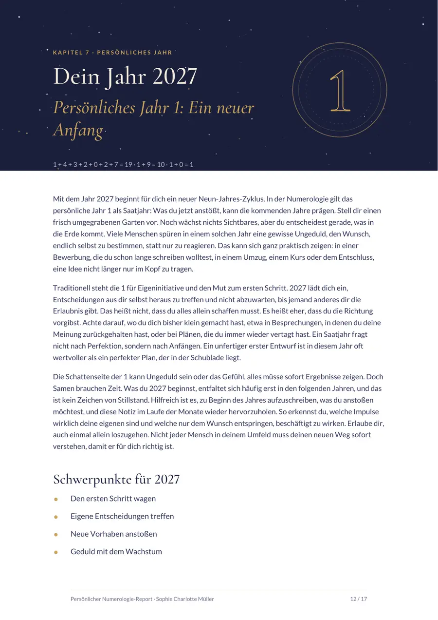 Numerologie-Report: Dein persönliches Jahr 2027