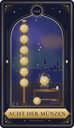 Tarotkarte Acht der Münzen