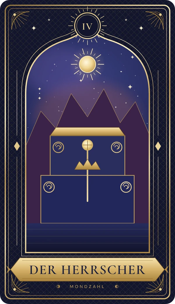 Tarotkarte IV Der Herrscher im Mondzahl-Design
