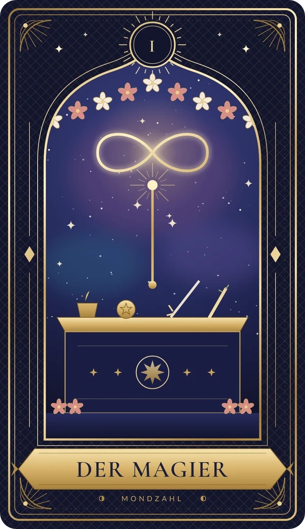 Tarotkarte I Der Magier im Mondzahl-Design