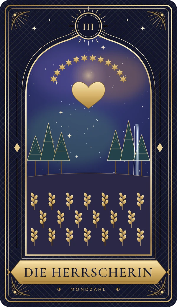 Tarotkarte III Die Herrscherin im Mondzahl-Design