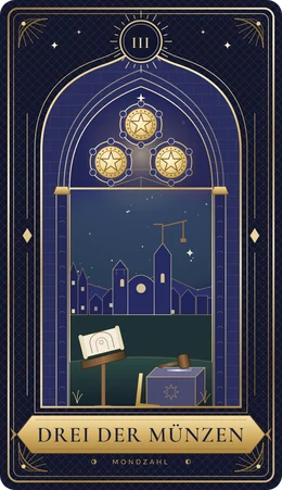 Tarotkarte Drei der Münzen