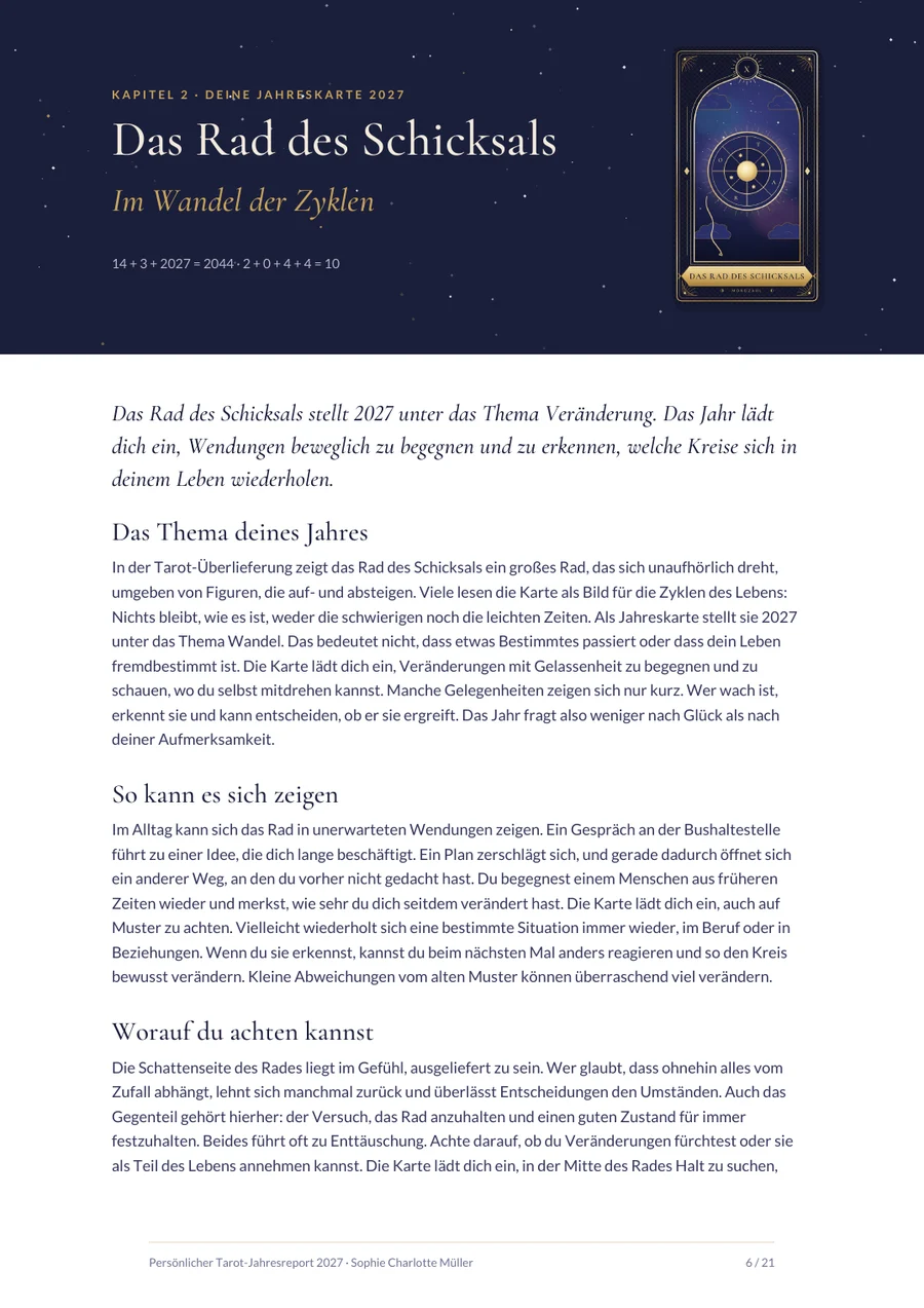 Tarot-Jahresreport: Kapitel Jahreskarte 2027 Das Rad des Schicksals