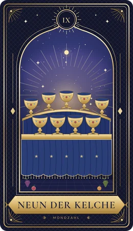Tarotkarte Neun der Kelche
