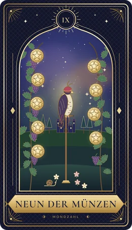 Tarotkarte Neun der Münzen