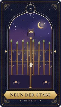 Tarotkarte Neun der Stäbe