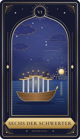 Tarotkarte Sechs der Schwerter