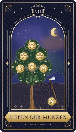 Tarotkarte Sieben der Münzen